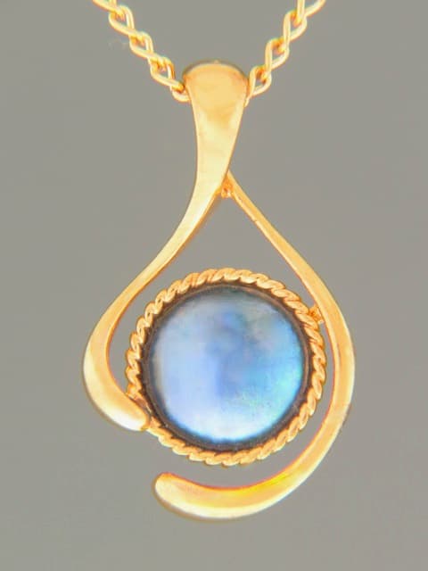 Blue Pearl Pendant - Gold Vermeil - 10mm Pearl