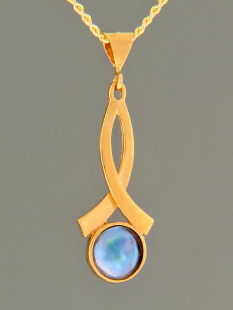 Blue Pearl Pendant - Gold Vermeil - 8mm Pearls