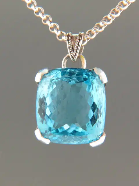 Blue Topaz Pendant - Sterling Silver