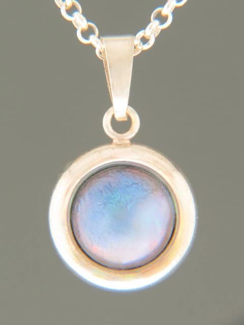 Blue Pearl Pendant - Sterling Silver - 10mm Pearl