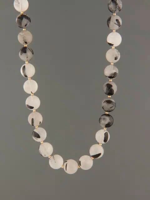 Tourmalinated Quartz Necklace - 10mm stones