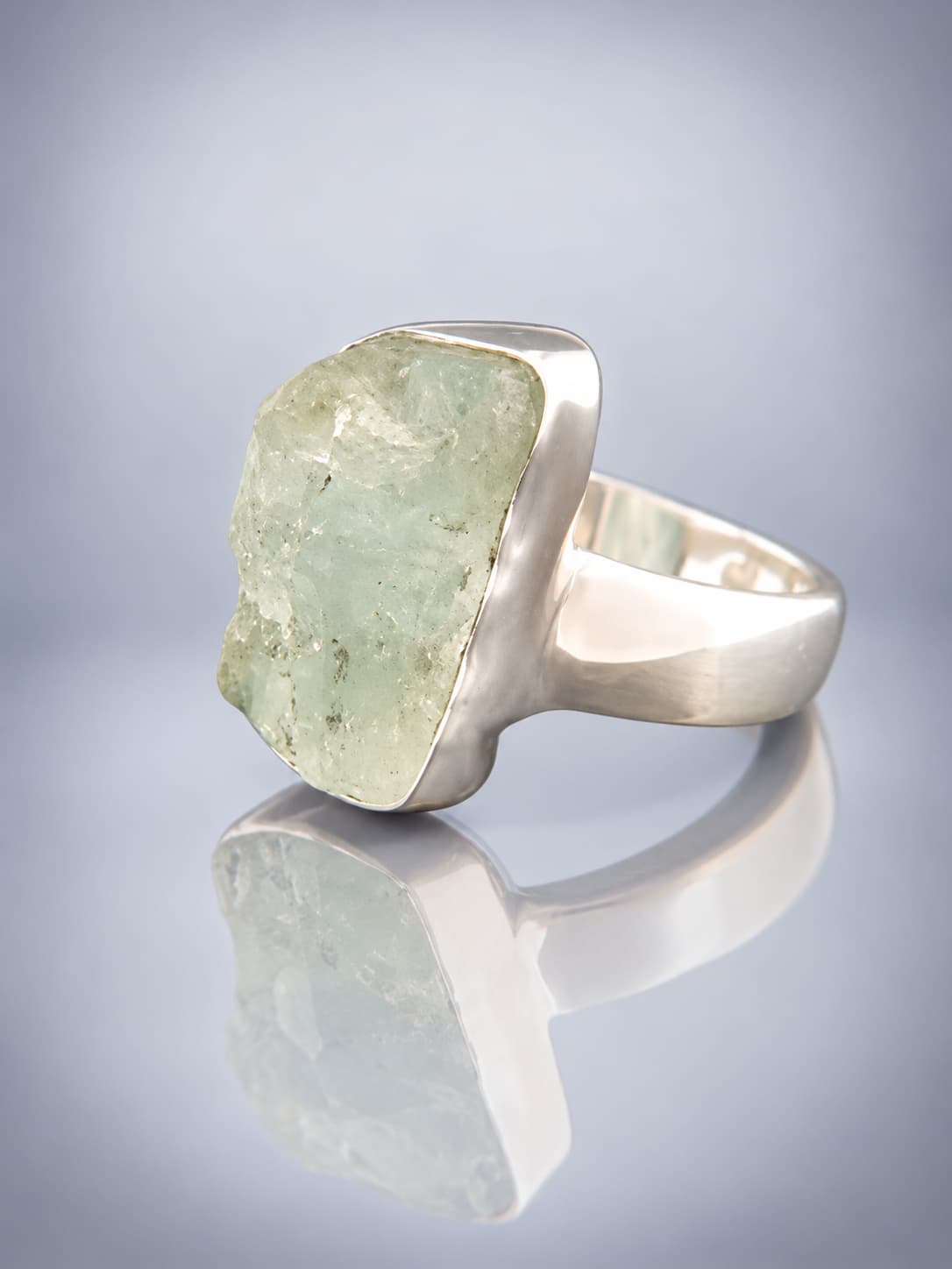 Raw Aquamarine Ring - Sterling Silver