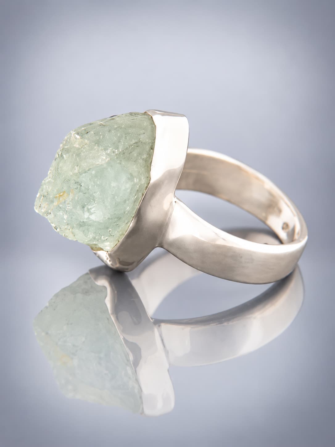 Raw Aquamarine Ring - Sterling Silver