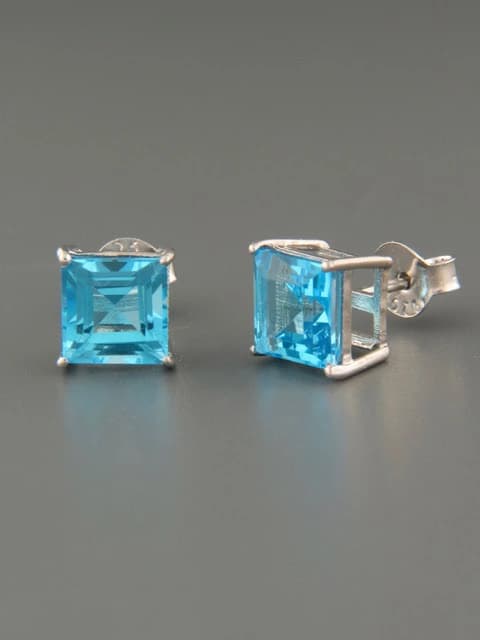 Blue Topaz Earrings - Sterling Silver stud