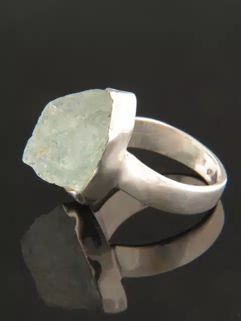 Raw Aquamarine Ring - Sterling Silver