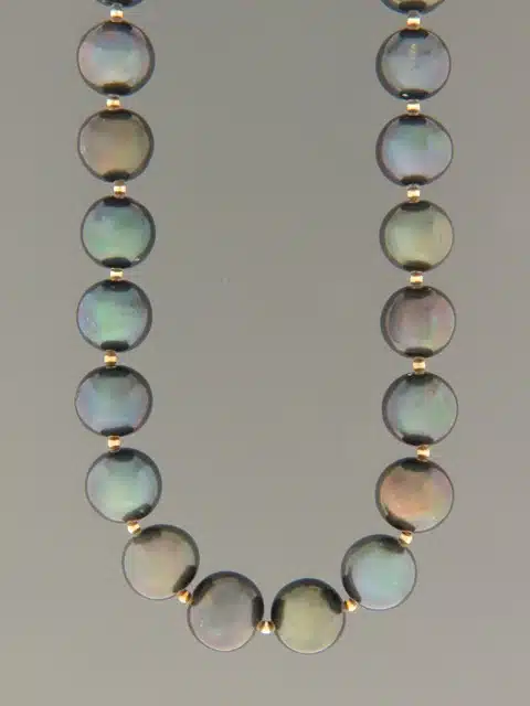 11 - 13mm Pearl Necklace with Gold beads