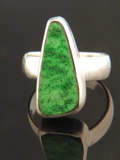 Raw Uvarovite Garnet Ring - Sterling Silver