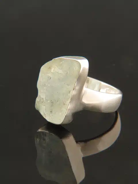 Raw Aquamarine Ring - Sterling Silver
