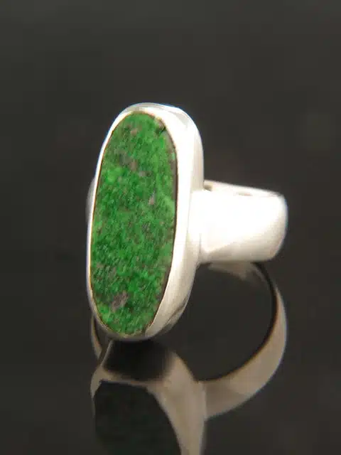 Raw Uvarovite Garnet Ring - Sterling Silver