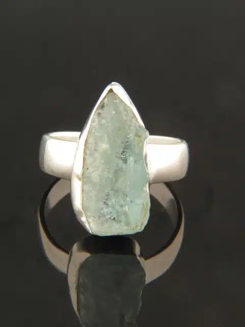 Raw Aquamarine Ring - Sterling Silver