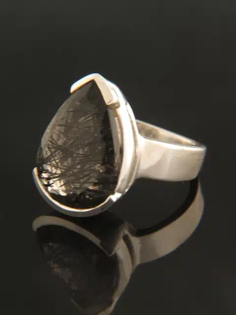 Tourmalinated Quartz Ring - Sterling Silver