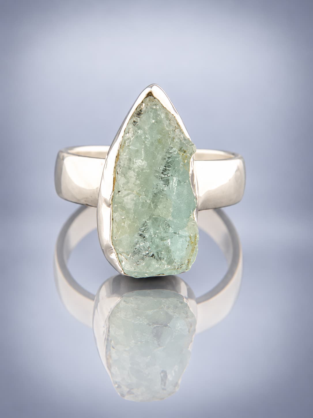 Raw Aquamarine Ring - Sterling Silver