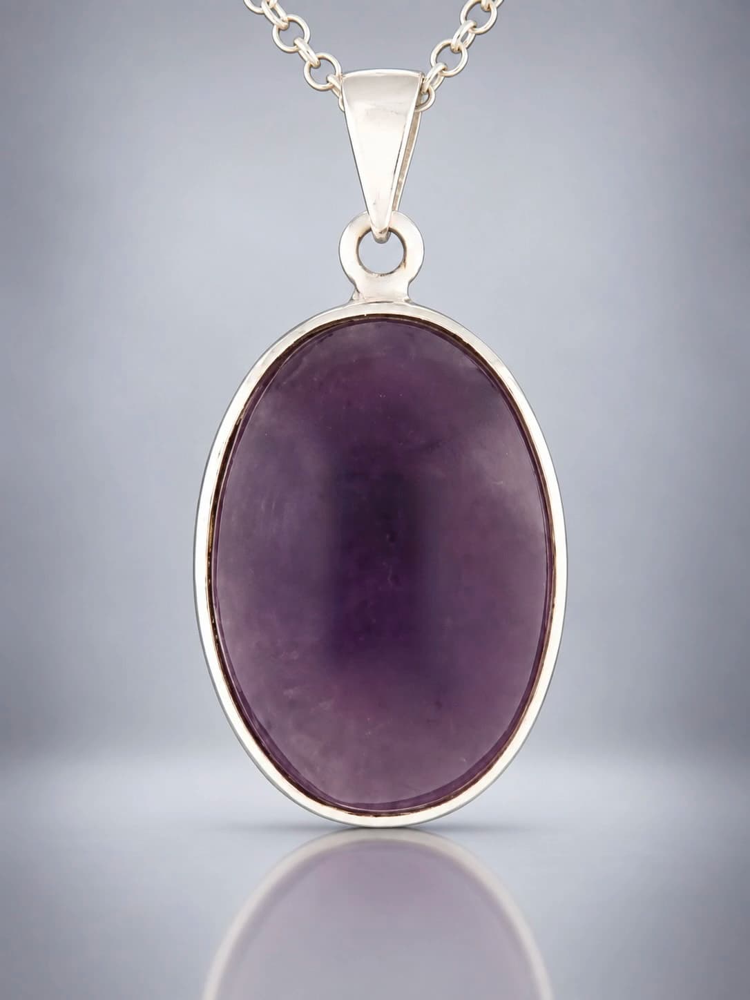 Amethyst cabochon sterling silver pendant