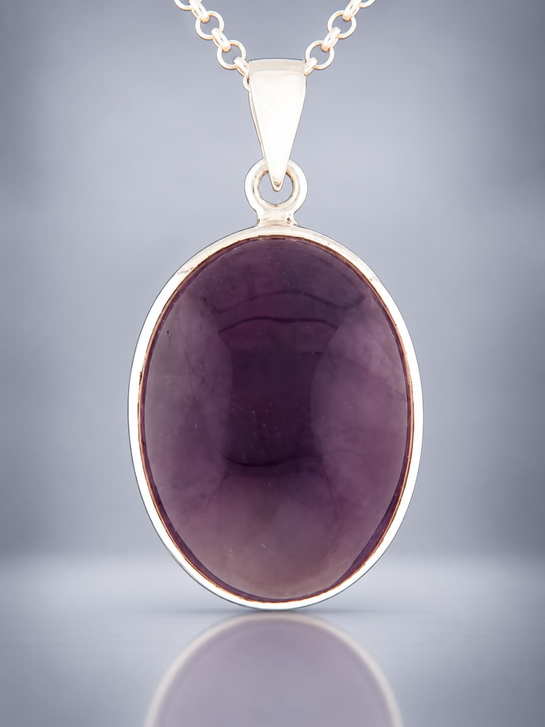 Amethyst cabochon sterling silver pendant