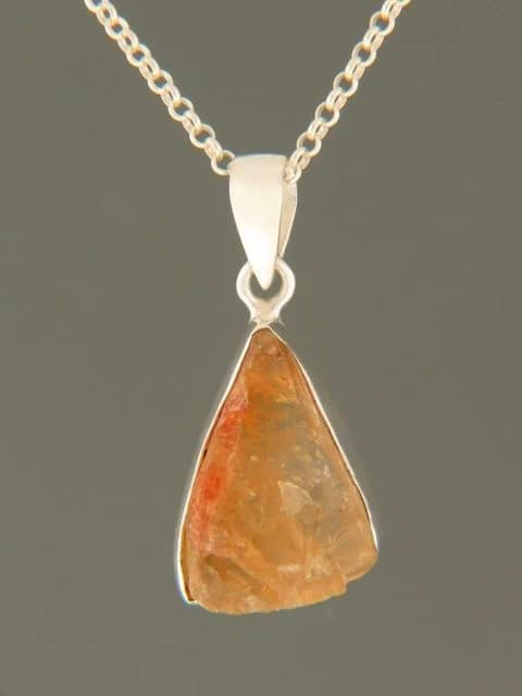 Raw Citrine Pendant - Sterling Silver