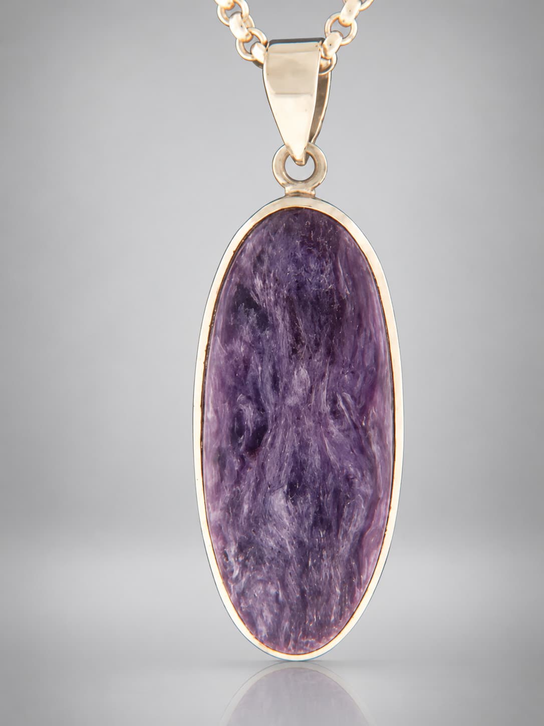 Charoite sterling silver pendant