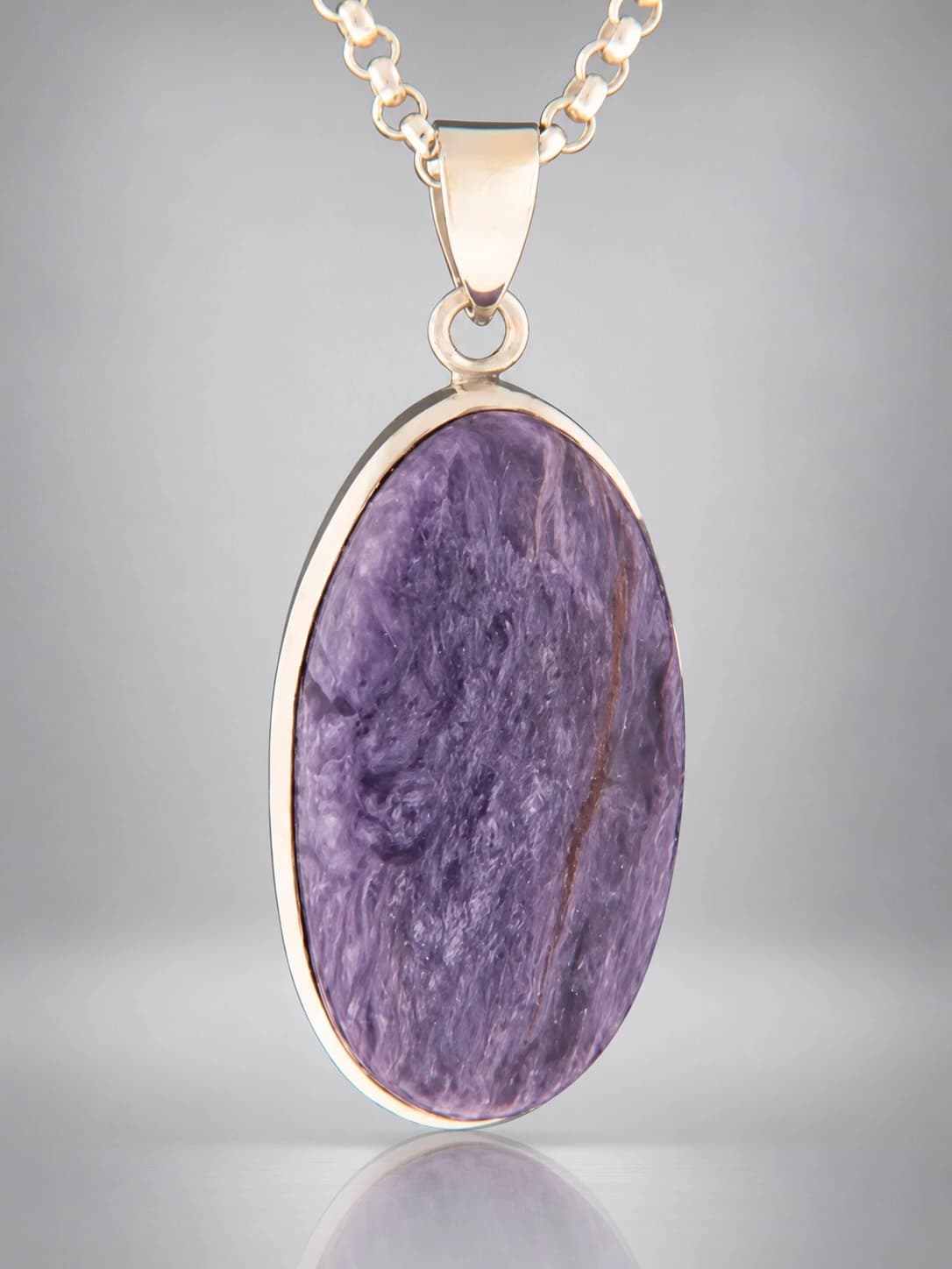 Charoite sterling silver pendant