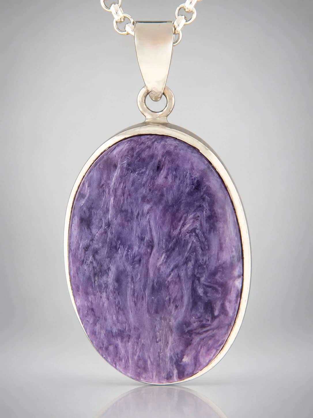 Charoite sterling silver pendant