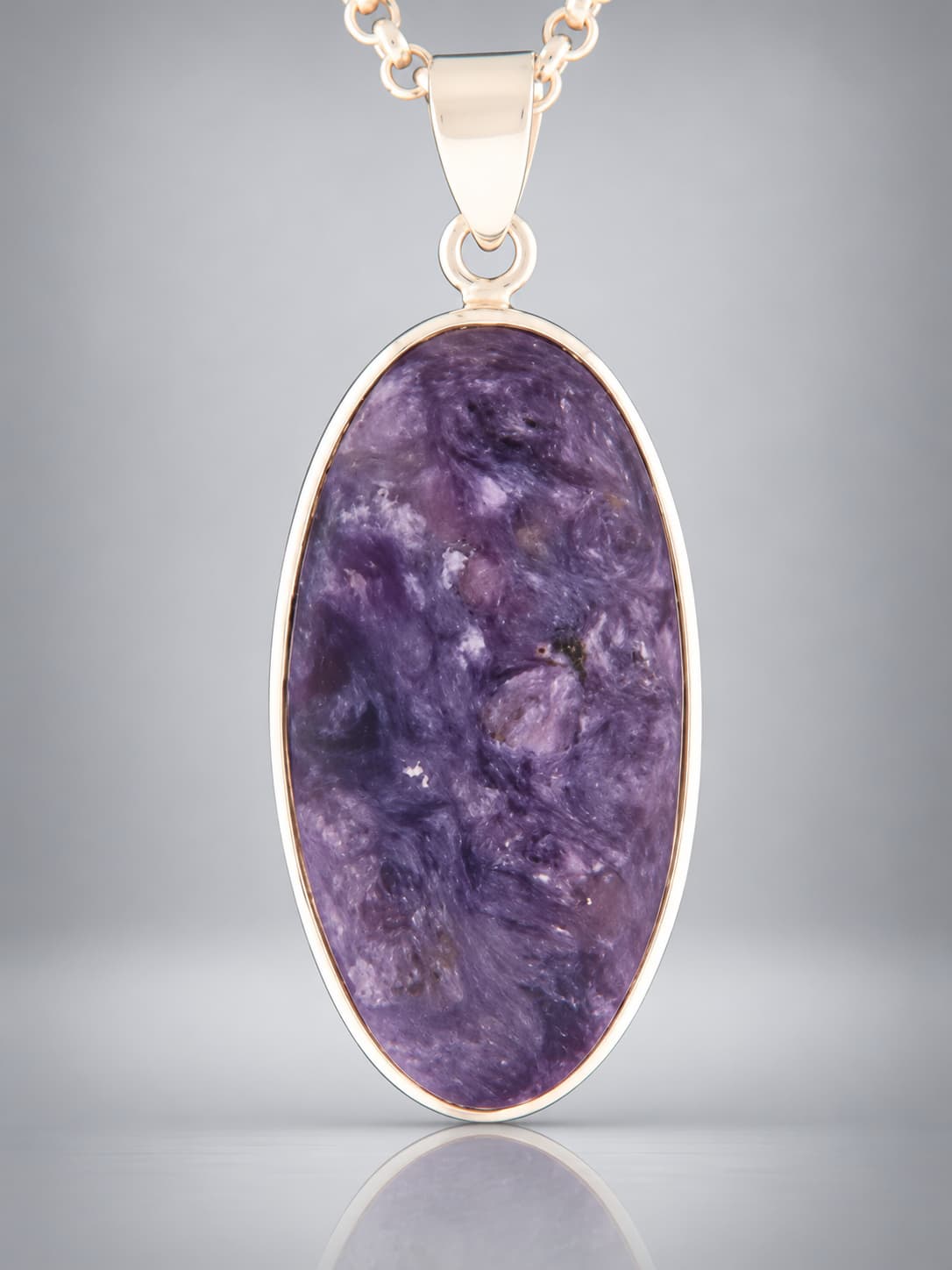 Charoite sterling silver pendant