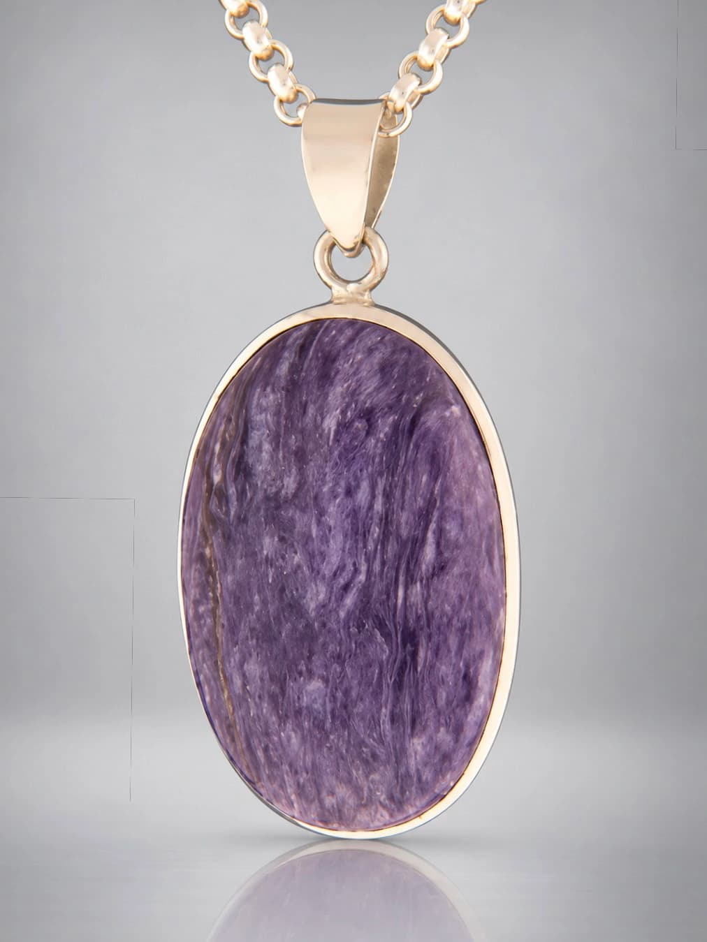 Charoite sterling silver pendant