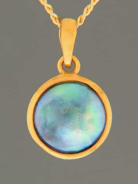 Blue Pearl Pendant - Gold Vermeil - 12mm Pearl