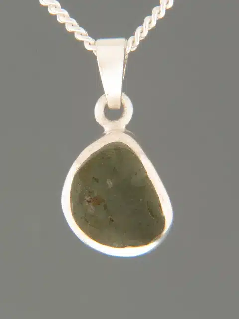 Raw Moldavite Pendant - Sterling Silver
