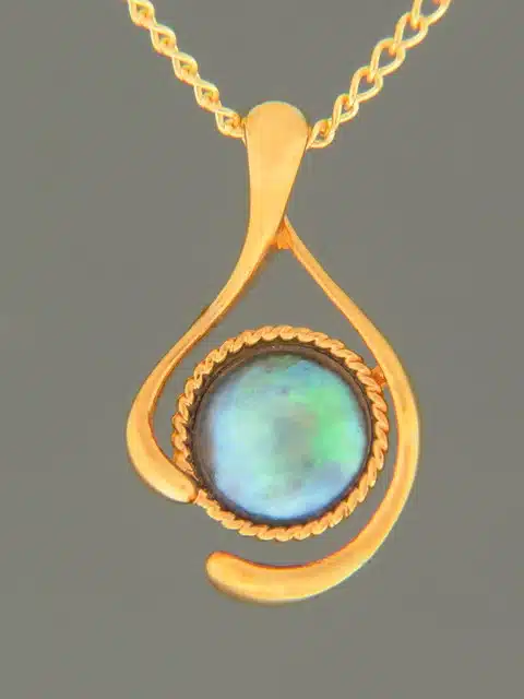 Blue Pearl Pendant - Gold Vermeil - 10mm Pearl