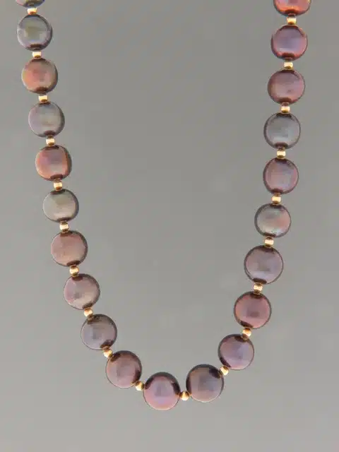 12mm Pearl Necklace with Gold beads