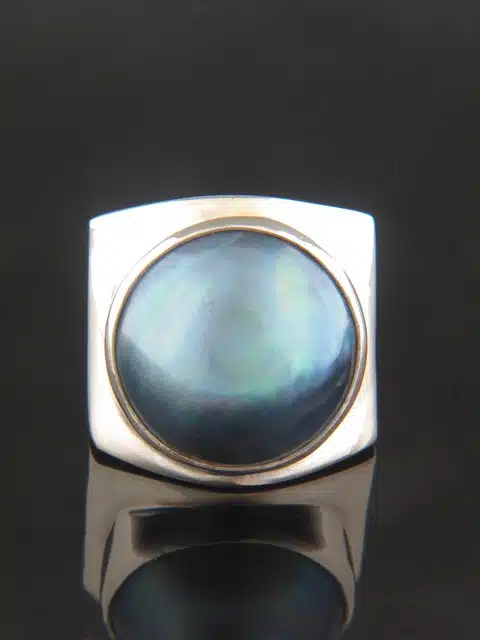 Mussel Blister Pearl Ring - Sterling Silver