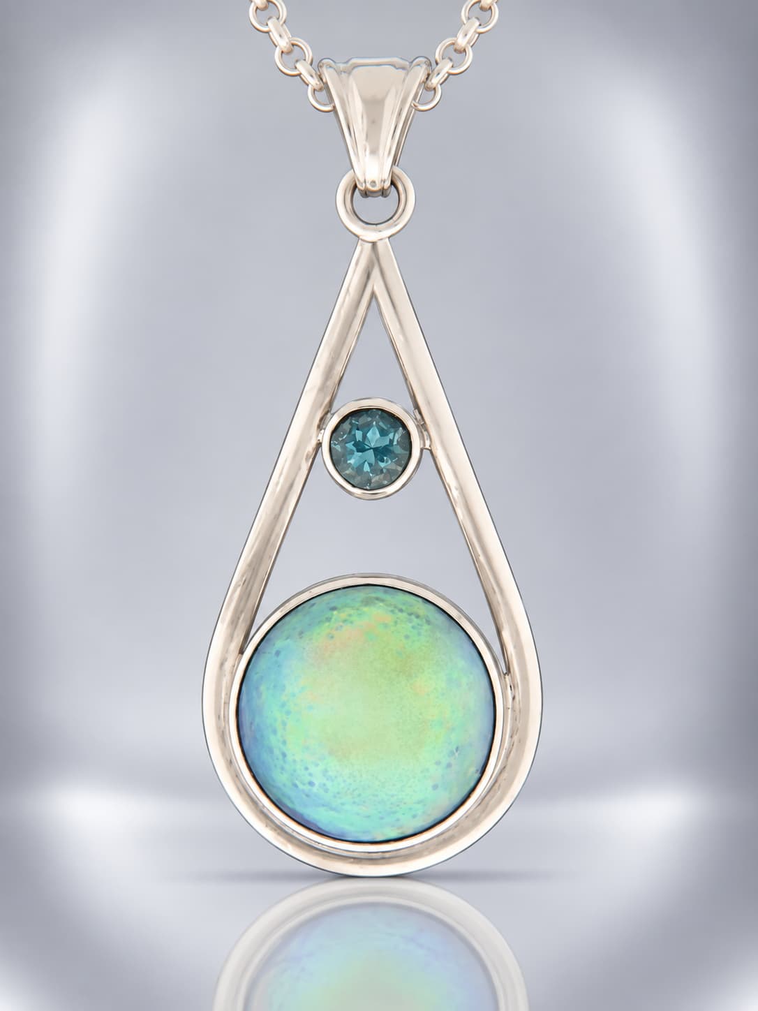 new zealand paua pearl pendant