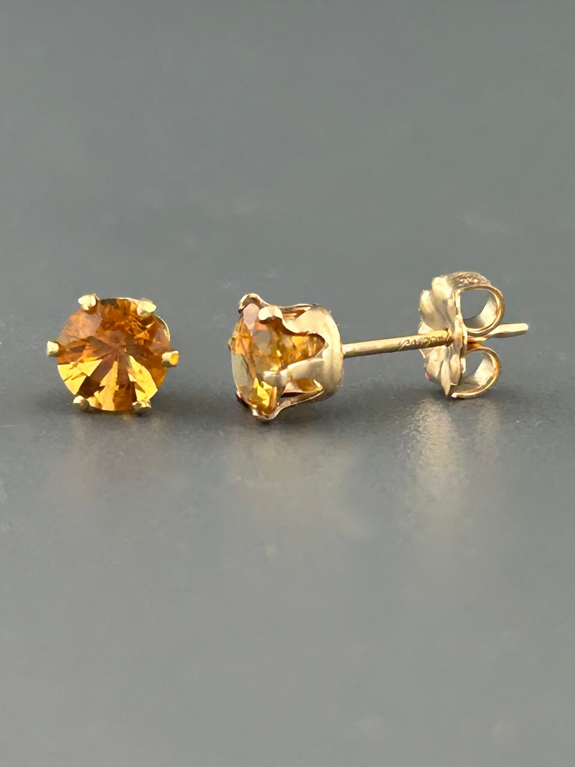 Citrine Earrings - Gold stud - 5mm stones