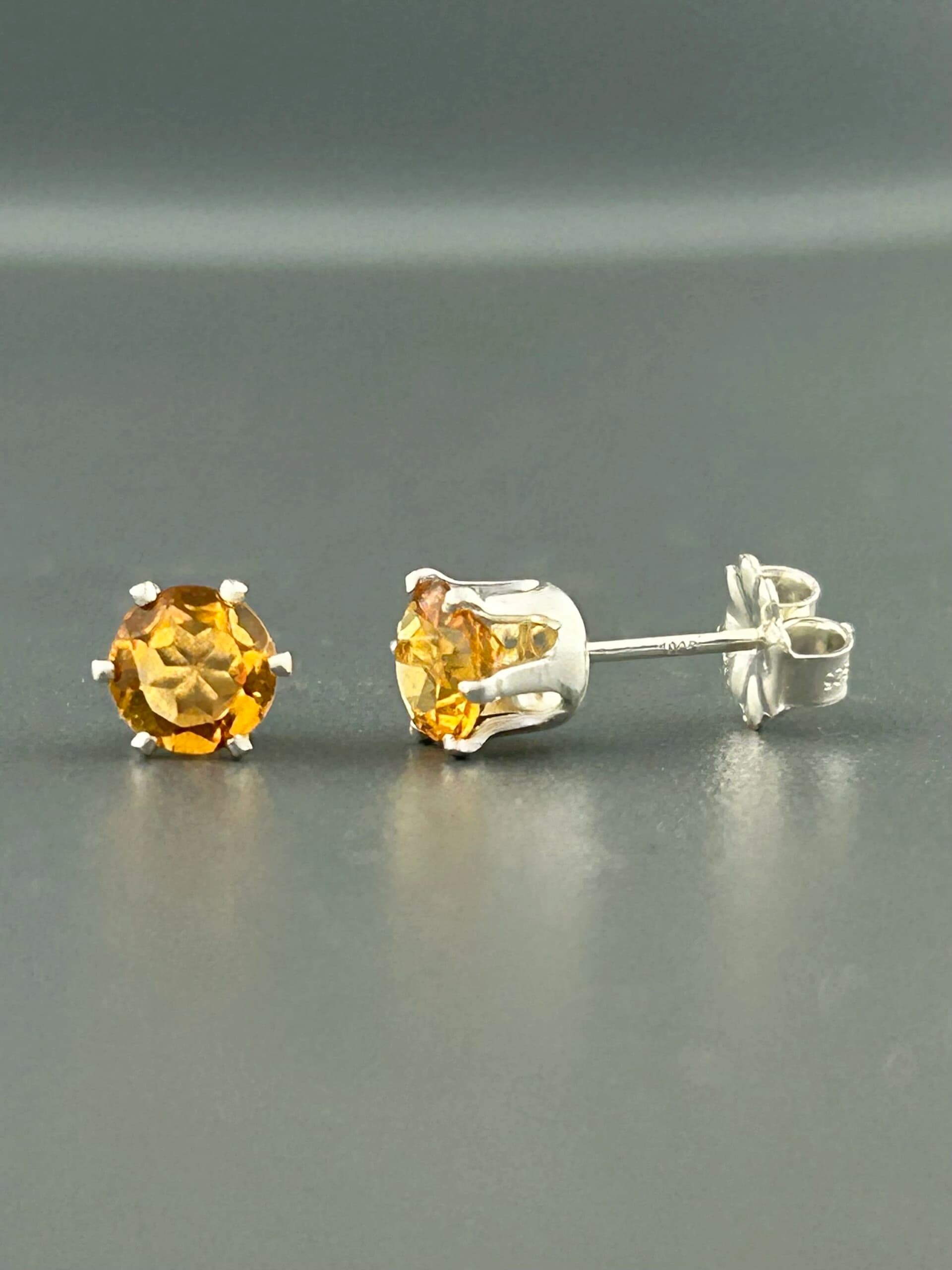 Citrine Earrings - Sterling Silver stud - 5mm stones