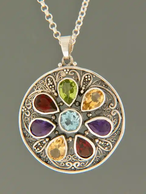 Multi-Stone Pendant - Sterling Silver