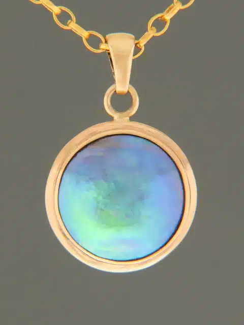 Blue Pearl Pendant - 14ct Gold - 15.5mm Pearl