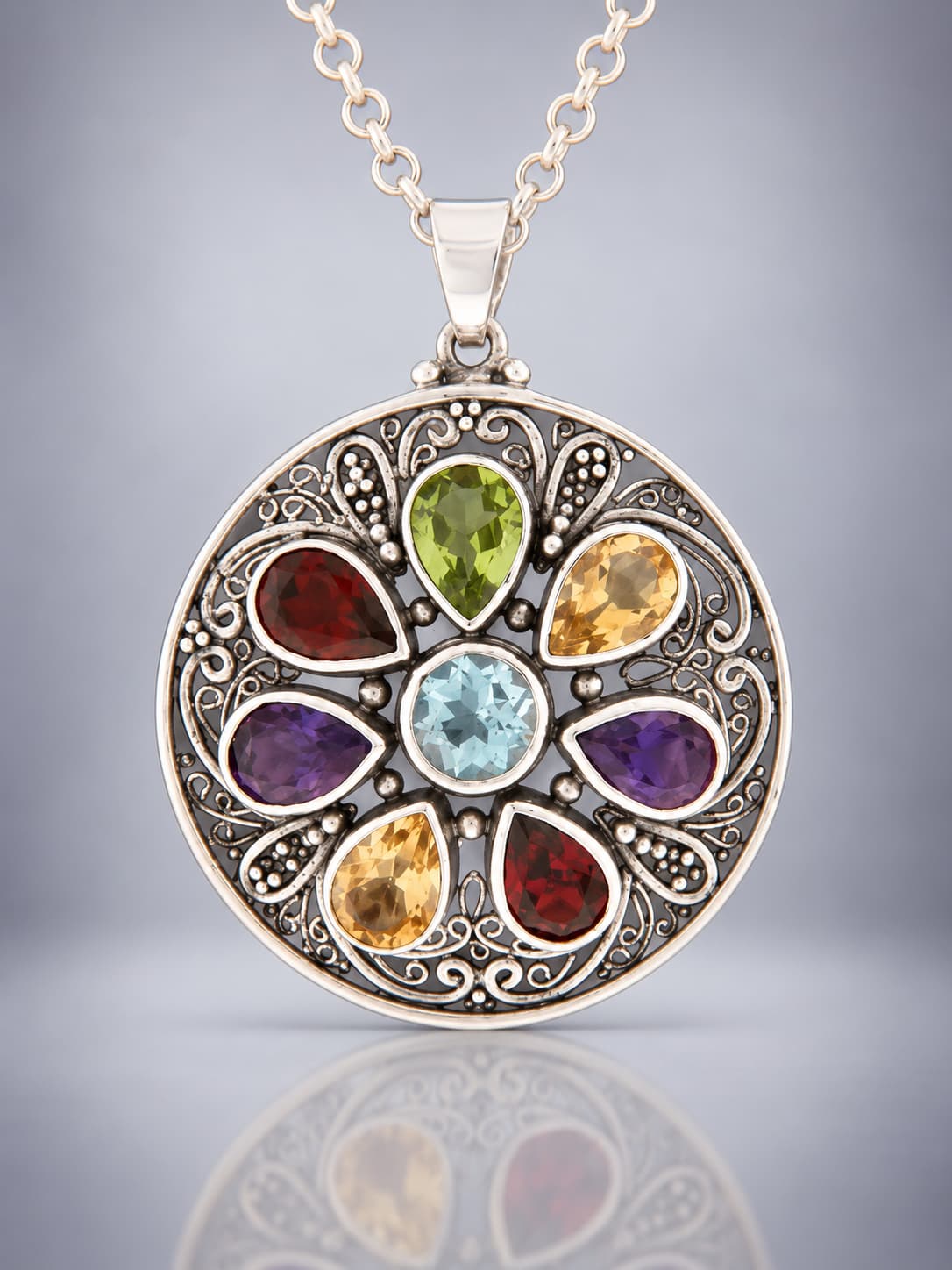 Mixed gemstone pendant
