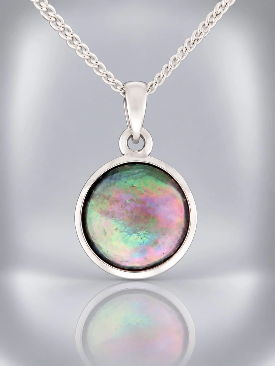 sterling silver blue paua pearl pendant