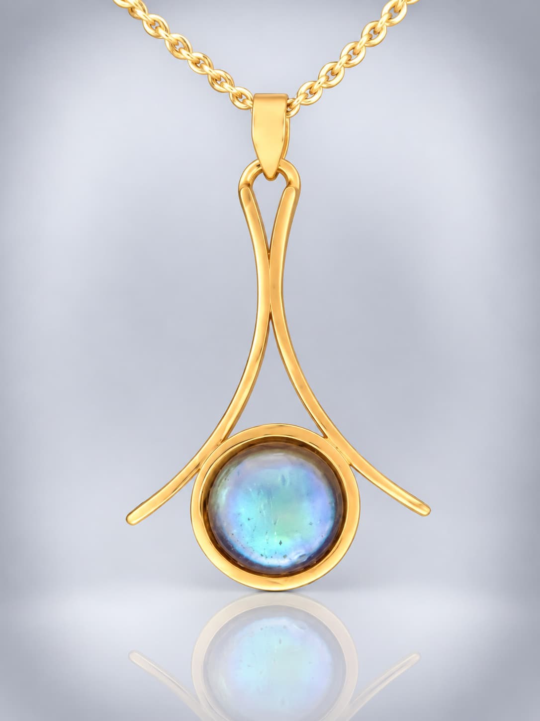Blue Pearl Pendant - Gold Vermeil - 10mm Pearl - PP320GV