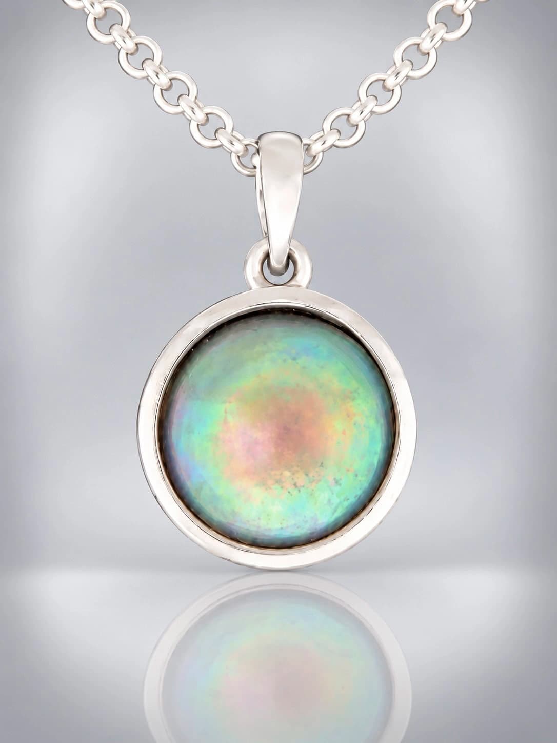 sterling silver blue paua pearl pendant