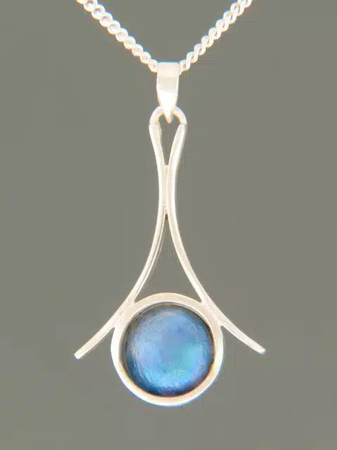 Blue Pearl Pendant - Sterling Silver - 10mm Pearl