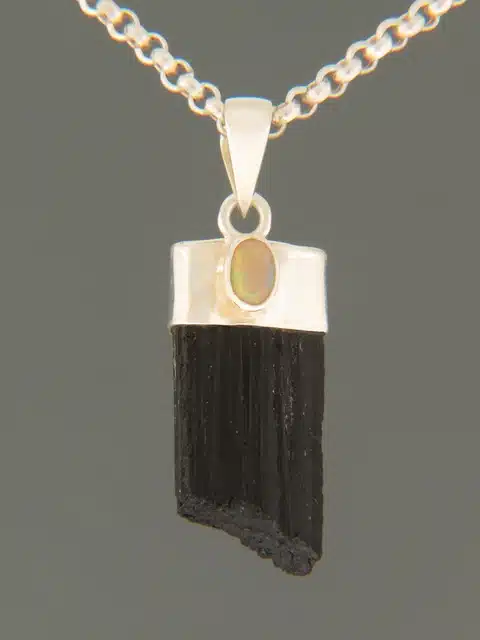Black Tourmaline Pendant - Sterling Silver