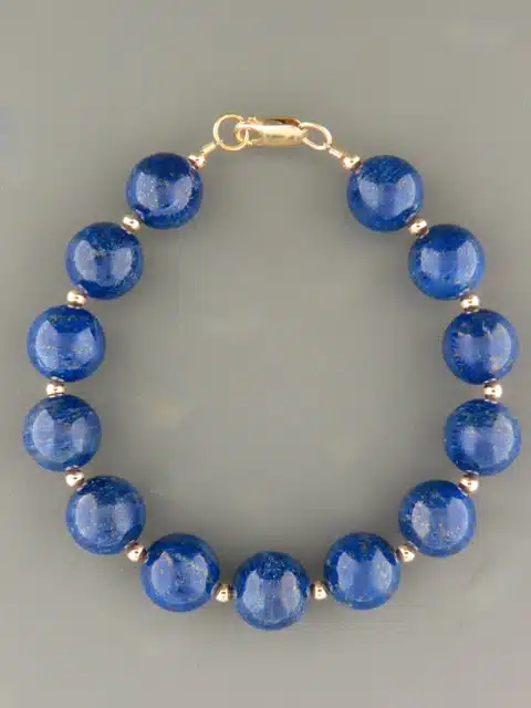 Lapis Lazuli Bracelet - 12mm stones with Gold beads