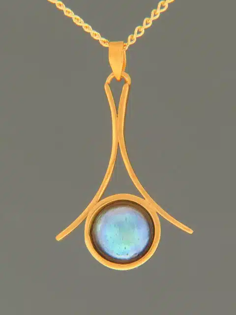 Blue Pearl Pendant - Gold Vermeil - 10mm Pearl