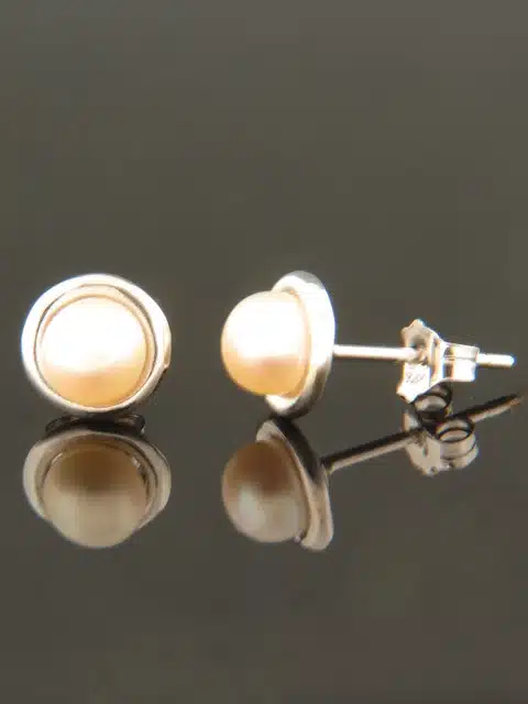 5mm White Pearl stud Earrings - Sterling Silver