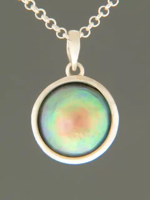 Blue Pearl Pendant - Sterling Silver - 14mm Pearl