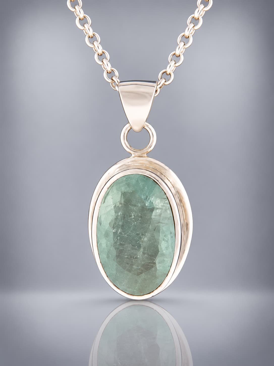 Aquamarine sterling silver pendant