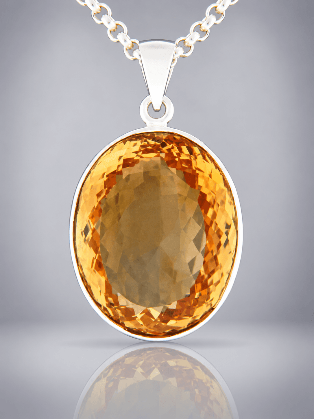 Citrine faceted sterling silver pendant