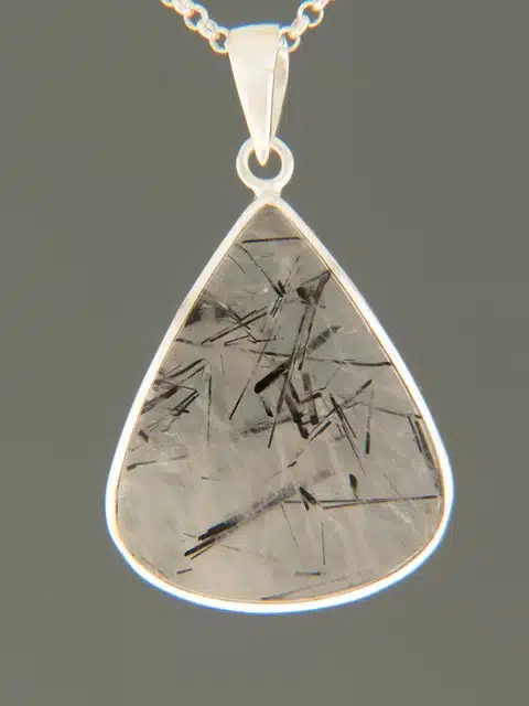 Tourmalinated Quartz Pendant - Sterling Silver