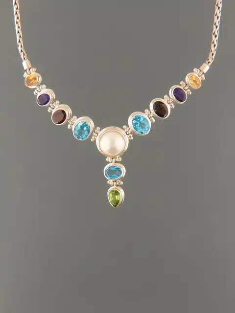 Multi-stone Necklace - Sterling Silver