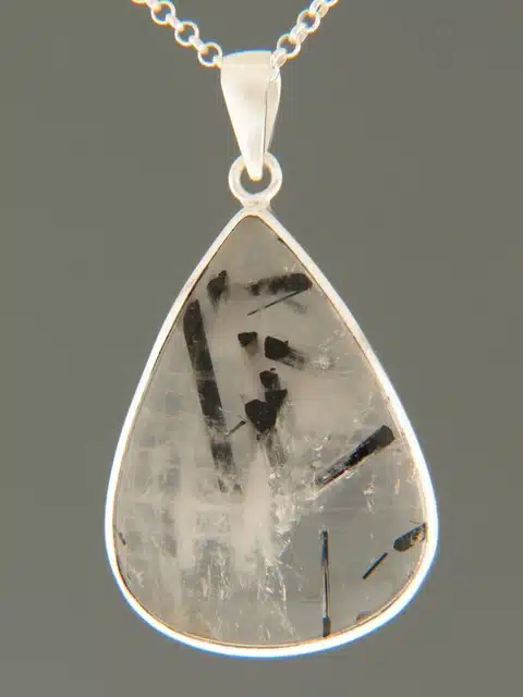 Tourmalinated Quartz Pendant - Sterling Silver