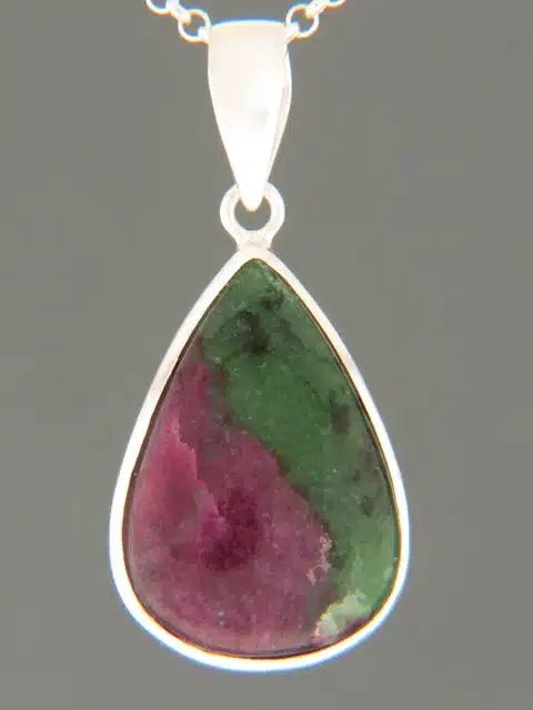 Ruby & Zoisite Pendant - Sterling Silver